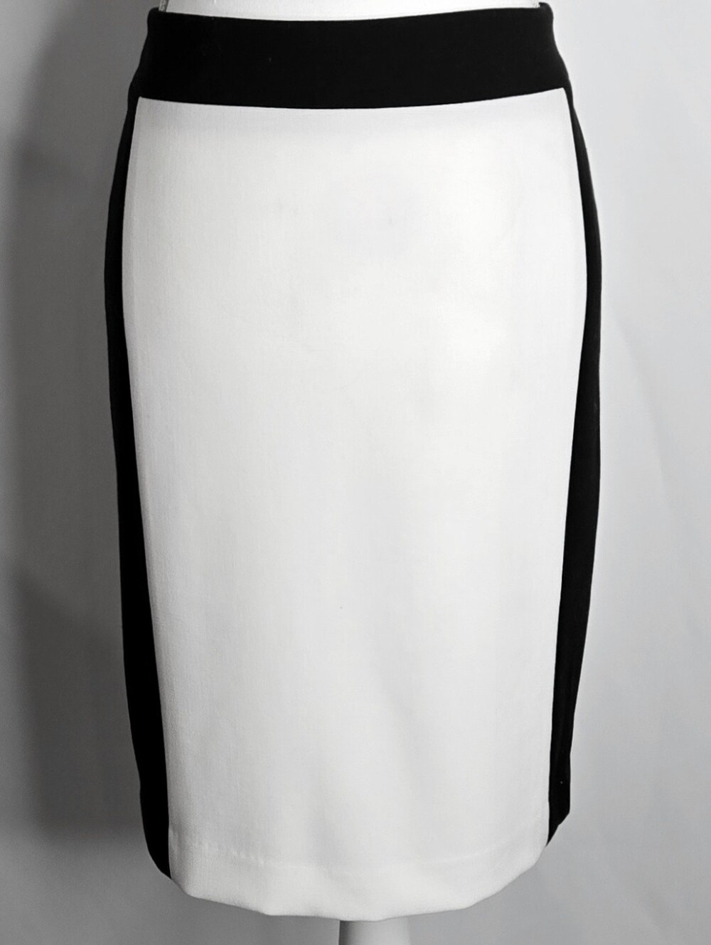 Calvin Klein Black & White Colorblock Career Office Midi Pencil Skirt NWT 8